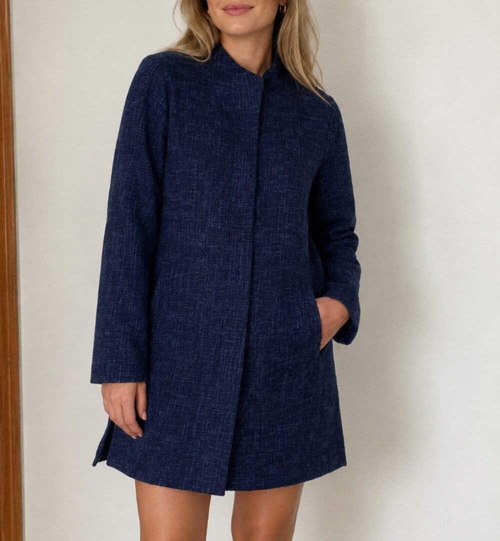 Womens Eileen Fisher Crosshatch Jacket Blue Size XL EUC!